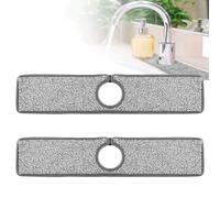 TRKETK 2 Pcs Faucet Absorbent Mat, Kitchen Sink Splash Mat Wraparound Faucet Strong Absorbent Mat Sink Faucet Wrap Around Mat for Motorhome Bar Kitchen Counter Bathroom (Grey)