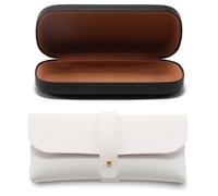 TRKETK 2 Pcs Glasses Case, Portable Eyeglasses Case Hard Shell Glasses Case Protective Spectacle Cases for Men&Women Sunglasses Case for Glasses Storage Travel Study Work (Black+White)