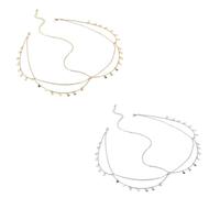 TRKETK 2 Pcs Gold Head Chain Boho Sequin Head Festival Party Headband Tassel Forehead Chain Bridal Dangle Headchain Accessories for Women Wedding Prom Makeup Daily Headwear (2 Colors)