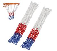 TRKETK 2 Pcs Heavy Duty Basketball Net, Braided Multi-Color Basketball Net Netball Net Fits Standard 12 Loop Basketball Hoop Tri-Colored Basketball Hoop Nets Replacement for Outdoor Indoor Sports