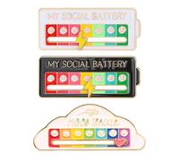 TRKETK 2 Pcs My Social Battery & Mood Tracker, 7 Days Mood Pin Badge Cute Creative Expression Pin Brooch for Men Women Gift Introverts