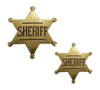 TRKETK 2 Pcs Sheriff's Badge, Funny Sheriff Honorary Hat Emblem Retro Hexagram Star Letter Alloy Brooch Themed Birthday Pin Badges Decorations Anniversary Commemorative Medal Emblem for Dress Up Event