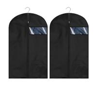 TRKETK 2 Pcs Suit Covers, Clothes Cover Fold-Able Washable Garment Bags Dust-Proof Clothes Covers with Clear Window Black Zipper Garment Bag for Suit Coat Jacket Home Wardrobe Storage (24'' x 40'')