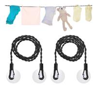 TRKETK 2 Pcs Travel Clothes Washing Line, Extendable Clothes Line with Hooks & Suction Cup Clothesline Line Portable Elastic Laundry Hanging Line Windproof Hanger for Outdoors Camping, Laundry Drying