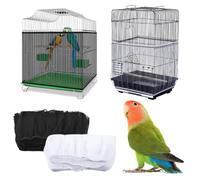 TRKETK 2-Piece Bird Cage Net Cover, Stretchy, Universal, Ventilate, Dust-Proof, Skirt (White + Black)