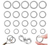 TRKETK 20 Pcs Metal Spring O Rings, 4 Sizes O Ring Keychain Clip Snap Trigger Buckle Clasps Round Keyring Snap Spring Clip Hooks for Bag Purse Handbag Jewelry Craft Making (Silver)