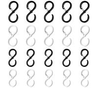 TRKETK 20 Pcs S Hooks Pragmatic Plastic S Hooks Heavy Duty with Safety Buckle Design for Pan Utensil Closet Rod Outdoor Lights Kitchenware Bathroom Garden Office Plant (2 Colors)