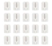 TRKETK 20 Pcs Self Adhesive Hooks, Plastic Sticky Hooks Key Pendant Door Back Hook 24x17mm Adhesive Curtain Hooks Net Curtain Hooks for Curtain Pole Support Bathroom Bedroom (White)
