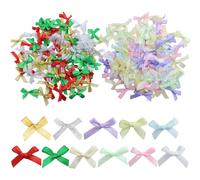 TRKETK 200 Pcs Christmas Tiny Bows Pre-Tied Mini Satin Ribbon Bows Crafts Christmas Tree Decor Multicolor Fabric Decorations for Gift Wrapping DIY Sewing Crafts Home Decor Party Decorations