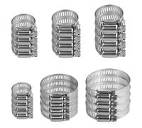 TRKETK 24 Pcs 6-51mm Hose Clips Set, Adjustable Stainless Steel Hose Clip Worm Drive Pipes Tube Clamp 304 Stainless Steel Small Hose Clamp for Pool, Washing Machine, Garden, Securing Hose (6 Size)