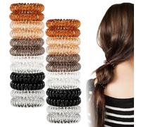 TRKETK 24 Pcs Spiral Hair Ties, Plastic Hair Coil Bands Multicolor Hair Elastic Bands Spiral Ponytail Holder Traceless Coil Hair Ties Phone Cord Bobbles Hair Bands Set for Women Girls