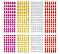 TRKETK 2400 Pcs Glitter Heart Shaped Stickers, Self Adhesive Hearts Sticky Small Holographic Labels Cute Sparkly Sticker Heart Decals Love Labels for Wedding, Party, Gift Bags, Scrapbooking