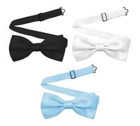 TRKETK 3 Pcs Bow Ties Men's Pre-Tied Bow Tie Adjustable Solid Color Bowtie Satin Butterfly Stylish Classic Formal Fashion Accessory for Men Teenagers School Wedding Party (3 Colors)
