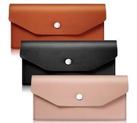 TRKETK 3 Pcs Cash Envelopes PU Leather, Reusable Money Wallet for Travel and Budgeting Waterproof Money Envelopes Wallet 8 x 4 in Retro Clutch Wallets Genuine Leather Purse Organizer (3 Colors)