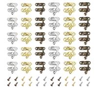 TRKETK 30 Pcs Vintage Lock Clasp Antique Right Latch Hook with 120 Mounting Screws Swing Arm Latch for Furniture Wooden Box Jewelry Case Cabinet Wooden Boxes Decoration (3 Colors)