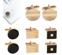 TRKETK 4 Pairs Cufflinks for Men, Alloy Cuff Links Fashionable Retro Striped Cuff Links Elegant Mens Cufflinks for Business, Wedding, Party, Tuxedo, Shirts
