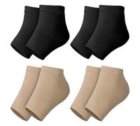 TRKETK 4 Pairs Moisturizing Heel Socks, Foot Care Soft Heel Treatment Ventilate Toe Open Foot Spa Beauty Gel Socks for Dry Hard Cracked Skin Overnight (Skin Color, Black)