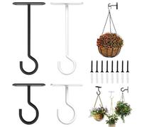 TRKETK 4 Pcs Ceiling Hooks for Hanging Plants, Square Wall Mount Plant Hanger Metal Plant Bracket Iron Lanterns Hangers Wall Mounted Screw-in Hooks with Screws for Bird Feeders, Lanterns, Planters