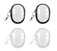 TRKETK 4 Pcs Clear Keychain Pouch Portable Mini Doll Display Pouch Zipper Closure Cute Clear Waterproof Makeup Bag Keychain for Women Lipstick Card Blind Boxes Keys Data Cable Organizer