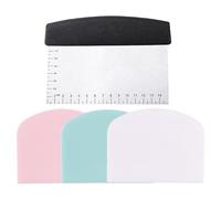 TRKETK 4 Pcs Dough Scraper Cutter, Pastry Cutter Stainless Steel Dough Cutter with Handle and Measuring Scale Plastic Scraper Multipurpose Kitchen Bowl Scraper for Pizza, Cakes, Bread Cutting, Pastry