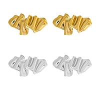 TRKETK 4 Pcs Gold and Silver Irregular-Shaped Metal Brooches Pleated Abstract Statement Broach Gift Simple Fashion Styling Accessorie Breastpins Badge for Women Weddings Suit Dress Clothings