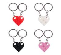 TRKETK 4 Pcs Heart Keychain Set, Valentines Keyrings Multicolor Heart Keychain for Boyfriend, Girlfriend, Couples, Parents, Lovers, Friendship
