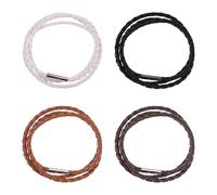 TRKETK 4 Pcs Leather Braided Bracelet Double Wrap Braided Leather Bracelet With Alloy Buckle Personalised Handmade Braided Leather Bracelet for Men Women Teen Boys Son Gifts