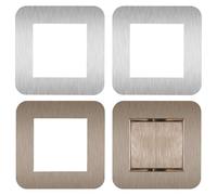 TRKETK 4 Pcs Light Switch Cover Sticker, 8.6cm x 8.6cm Light Surround Square Shape Acrylic Single Home Wall Switch Decoration Wall Outlet Stickers (Silver+Champagne)