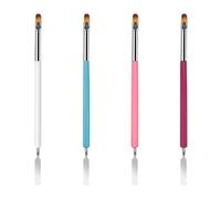 TRKETK 4 Pcs Nail Brushes for Gel Nails Dual Ended Nail Brushes for Gel Nails Flat Manicure Builder Nails Art Tool Ended Brush Pusher Painting Pen For DIY Gel Nails Extension Tools (4 Colors)