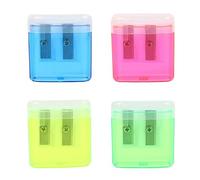 TRKETK 4 Pcs Pencil Sharpeners, Dual Hole Pencil Sharpener Portable Manual Pencil Sharpener Colorful Pencil Sharpeners with Cover for Kids Adults Students School Artist (Blue,Rose Red,Green,Yellow)