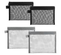 TRKETK 4 Pcs Portable Makeup Bag Set, Cosmetic Bag with Zipper Clear Mesh See-Through Travel Pouches Holiday Travel Essentials Portable Office Stationery Pouch Small Pouch for Women Handbag Essentials