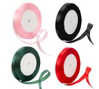 TRKETK 4 Pcs Stain Ribbon Set 10mm for Gift Wrapping Gift Wrap Ribbon Polyester Double Sided Satin Ribbon Fabric Thick Ribbon for Crafting Valentine's Day Cake Wedding Party Decoration(4 Colors)