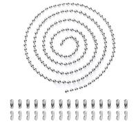 TRKETK 5 Meter Ball Bead Chain, Silver Stainless Steel Beaded Chain Beaded Roller Pull Chain Extension Metal Beaded Roller Blind Chain with 30 Matching Connectors (3.2 mm, Silver)