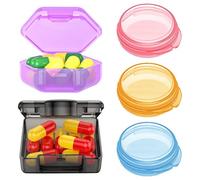 TRKETK 5 Pcs Small Pill Box, Moistureproof Daily Pill Box Organiser Medicine Organiser Plastic Storage Containers Portable Tiny Clear Vitamin Container for Pocket Purse Camping Outdoor