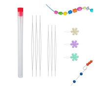 TRKETK 6 Pcs Beading Needles Set with Needle Bottle 3 Pcs Needle Threaders 2 Sizes Stainless Steel Beading Needles Long Straight Needles Big Eye Beading Needles for Craft and Jewellery Making