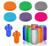 TRKETK 6 Pcs Beverage Can Covers Lids & 2 Pcs Beer Can Openers, Silicone Lids, Multicolor, Standard Soda & Beer Saver, Spill-Proof Drink Covers