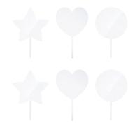 TRKETK 6 Pcs Blank Acrylic Cake Toppers Acrylic Mirror Clear DIY Cupcake Toppers Birthday Party Cake Wedding Decoration Kits for Birthday Anniversary Wedding Shower Party Supplies Decor
