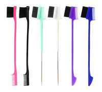 TRKETK 6 Pcs Hair Edge Brush, Double Sided Edge Control Hair Brush Tool Natural Styling Eyebrow Combs Edges Smooth Comb Dual Ended Comb for Eyelash Combs Hairstyling Eyebrow Brushes (6 Colors)