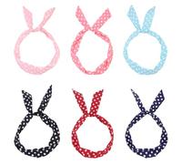 TRKETK 6 Pcs Polka Dot Headbands Cute Polka Dots Bow Headwrap Hair Accessories Multicolour Non Slip Twisted Headwrap Bunny Ear Retro Print Headbands For Girls and Women (6 Colors)