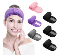 TRKETK 6 Pcs Spa Headband, Self-Adhesive Towel Adjustable Skincare Hair Band Facial Women Makeup Hairband Towel Cloth Facial Loop Yoga Headband for Washing Face Sports Yoga Shower Facial Mask