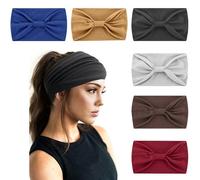 TRKETK 6 Pcs Wide Headbands, Headbands for Women Wide Vintage Head Wraps Knotted Boho Head Scarfs Wraps Elastic Turbans Head Bands Neutral Fashion Sport Running Yoga Hairbands
