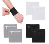 TRKETK 6 Pcs Wrist Band Wallets, Elastic Running Pouch Key Holder Wrist Sweat Bands with Zipper Health Gear Sport Coin Keys Storage Pouch Sweat Pocket Wallet for Running,Basketball,Tennis, Yoga