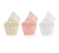 TRKETK 60 Pcs Cupcake Wrappers Lace Paper Baking Cups Liners Artistic Flower Cases Filigree Wedding Cupcake Papers Muffin Cups for Wedding Birthday Party Anniversaries Decoration (3 Colors)