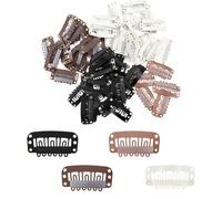 TRKETK 60 Pcs Hair Extensions Clips U-Shape with Soft Rubber Metal Snap Classic Multifunction Wig Clips Snap Accessories to Secure Wigs for Hair Extensions and Secure DIY (4 Colors)