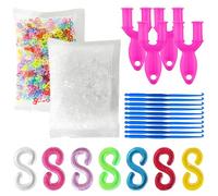 TRKETK 600 Pcs Colorful S Clips for Rubber Bands, S Clips Refills Kit Loom Band Hooks with 4 Y Loom & 10 Crochet Hook Connectors Refill Kit for Craft Making DIY Bracelet (300 White+300 Colourful)