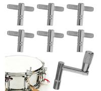 TRKETK 7 Pcs Drum Key Tool, Acoustic Drum Kit Accessories Universal Stainless Steel Tuner Kit Adjustable Wrench Tool with 1 Fast Rotary Tuning Key for Electronic All Drummers Enthusiasts (Silver)