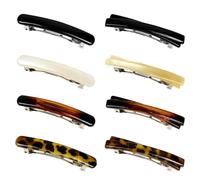 TRKETK 8 Pcs Hair Clips Tortoise Shell Hairclip Brown Flat Automatic Spring Clips Curved Glossy Delicate Hair Accessories for Women Hold Grip Styling Simple Fastener Styling Accessories