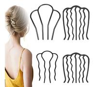 TRKETK 8 Pcs Hair Side Combs, U Shaped Hair Fork Clip Teeth Pin Stick Clips Grip Stylish Accessories Twist Black Headpieces for Women & Girls Thick&fine Combination