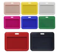 TRKETK 8 Pcs ID Card Holders, Card Protector Pouch Sliding ID Badge HolderVertical Hard Plastic Case with Clear Window for Office School Credit Pro Mimity Key Driver Licenses and Passes