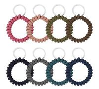 TRKETK 8 Pcs Keychain Wristlet Plastic Spring Wrist Key Chain Wristlet Flexible Waterproof Spiral Wrist Key Ring for Women Men to Sauna Gym Pool Outdoor Sports Activity Hair Ties (8 Colors)